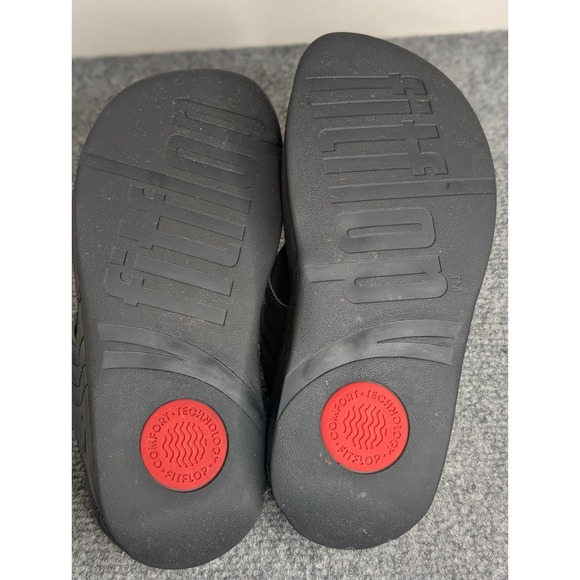 Fitflop Women's Walkstar Flip Flop Sandals Black Size 6 Stitched Leather - Picture 7 of 10